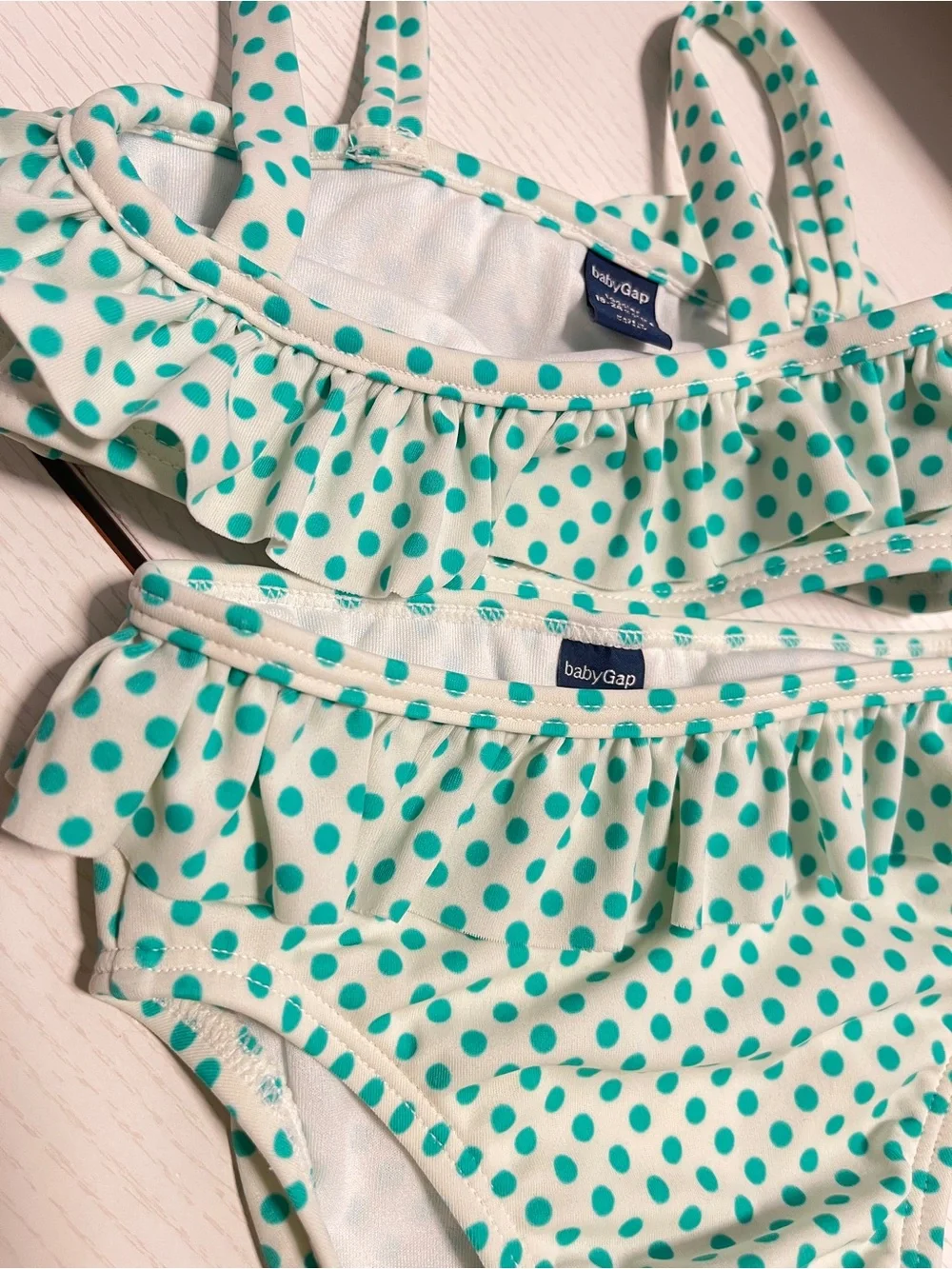 baby GAP green polka dot swim set sz 24M